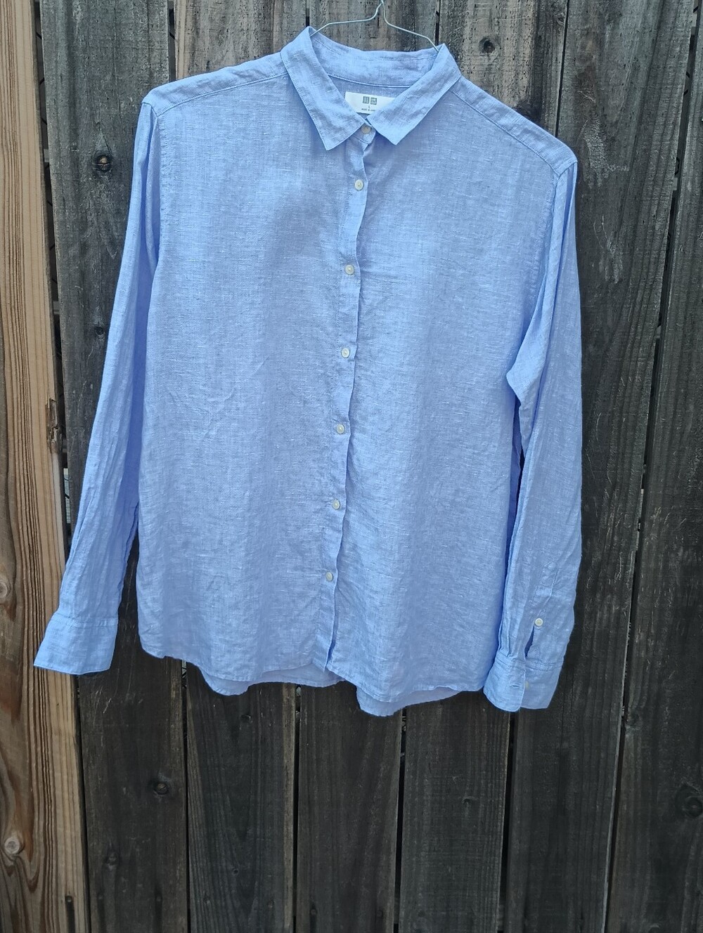Uniqlo Lavender Linen Button Front Shirt